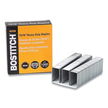 Bostitch Heavy Duty Staples, 0.94 in Leg L, Carbon Steel, 1000 PK SB351516HC1M